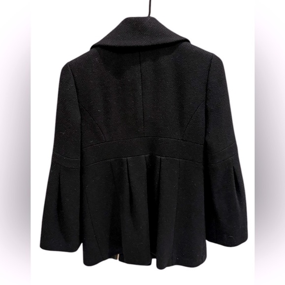 Loft Women Pea Black Coat Double Breasted 6 Buttons Wool Blend Size 2P - Picture 2 of 3